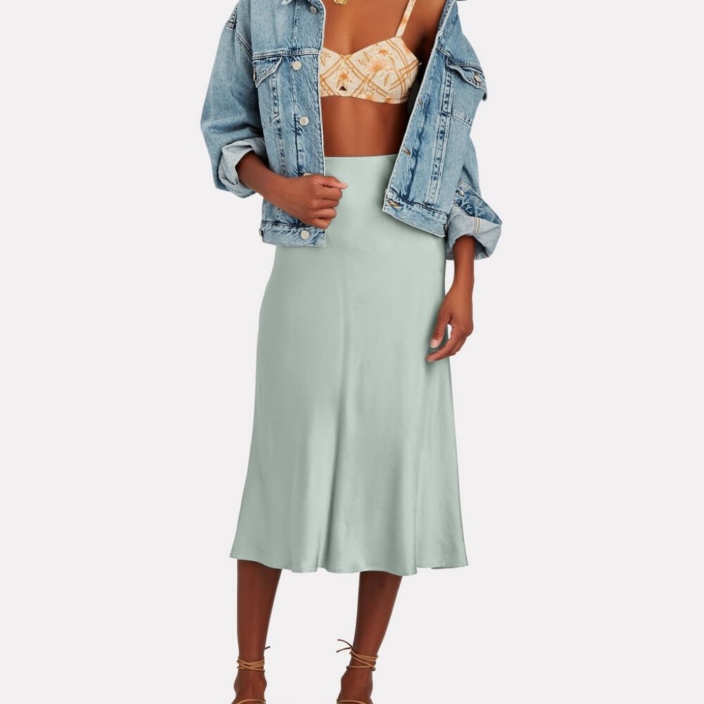 Rails Anya Satin Midi Skirt NWT Green Size P